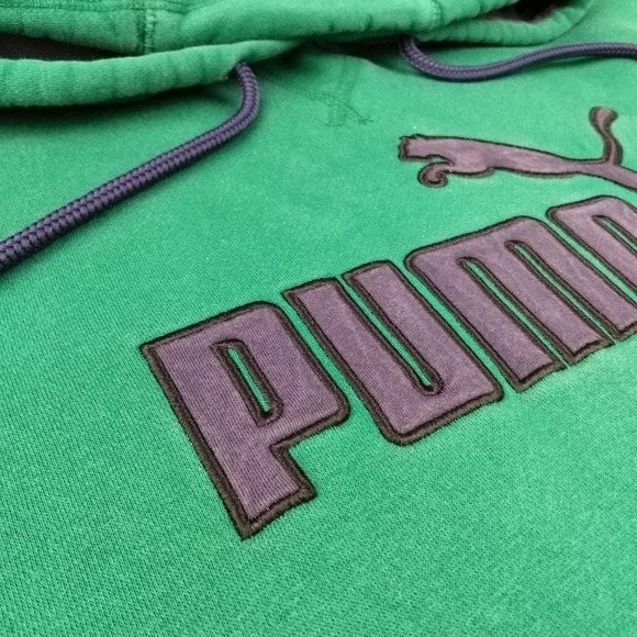 PUMA Hoodie Sweatshirt Sport Lifestyle Warm Cell Logo Mens XXL Teal Spell Out - Picture 3 of 13